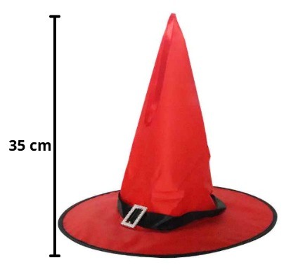 CHAPEU BRUXA VERMELHO C/LED